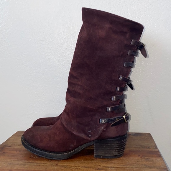 A.S. 98 Suede Leather Costello Burgundy Boots 7